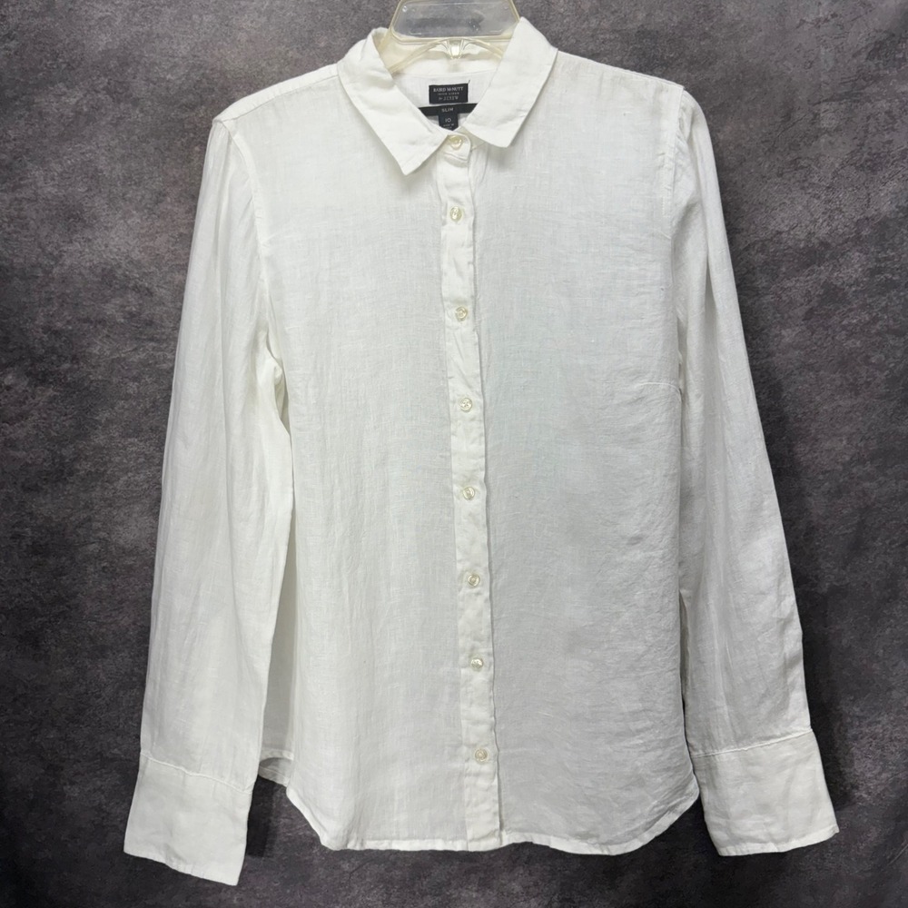 J.Crew Baird McNutt Irish Linen Slim Button Down Shirt White Womens Size 10
